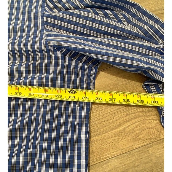 Ralph Lauren Purple Label Mens XL 17 Blue Plaid Long Sleeve Button Up Italy Made - Picture 8 of 9